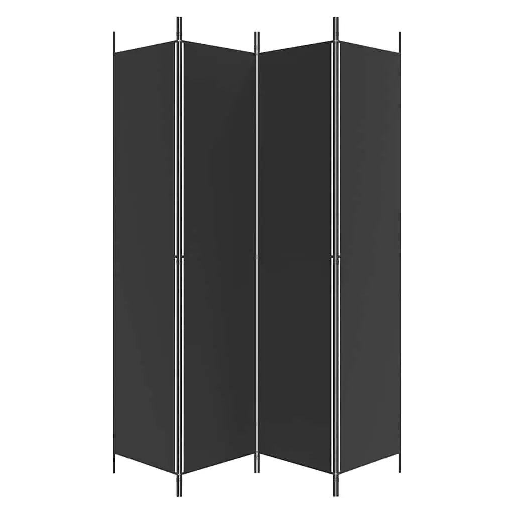 4-Panel Room Divider Screen for Bedroom Living Area 200x220 cm Black Fabric Foldable Privacy Partition