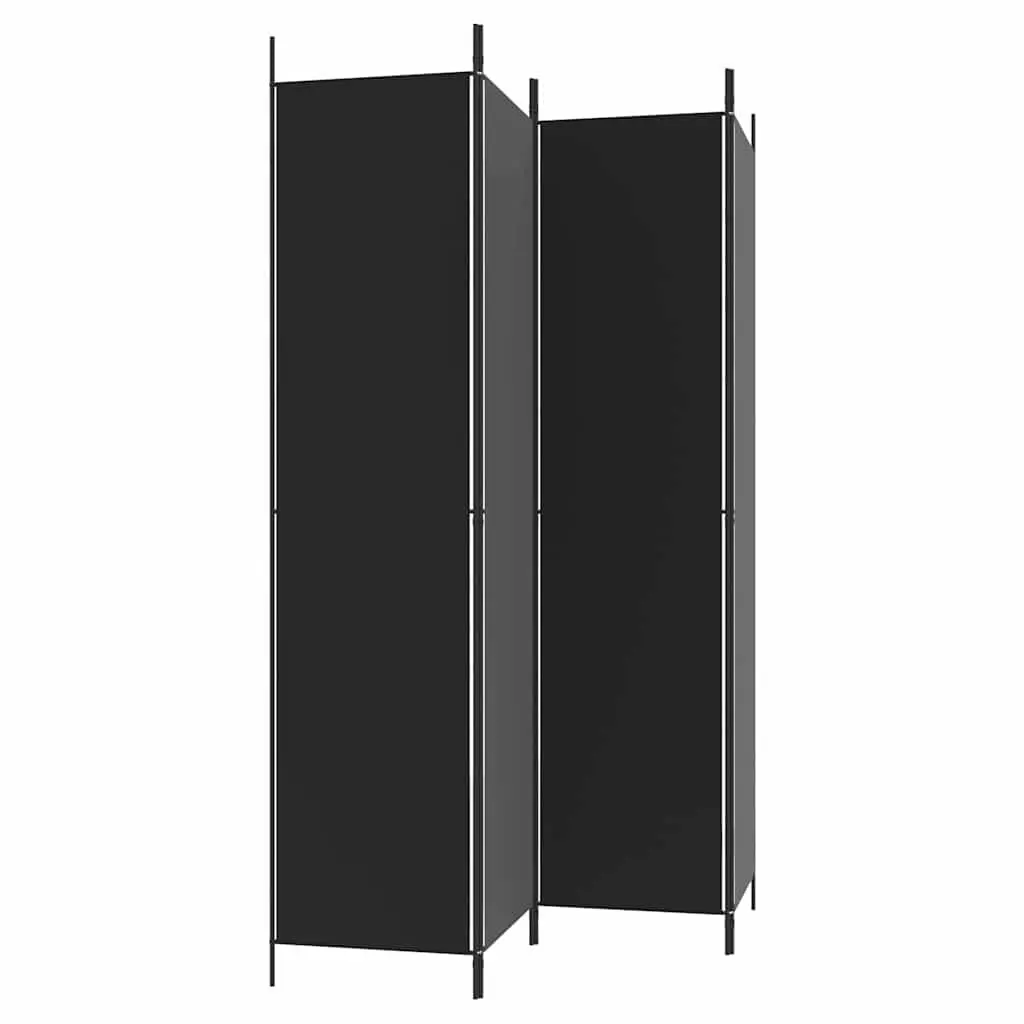 4-Panel Room Divider Screen for Bedroom Living Area 200x220 cm Black Fabric Foldable Privacy Partition