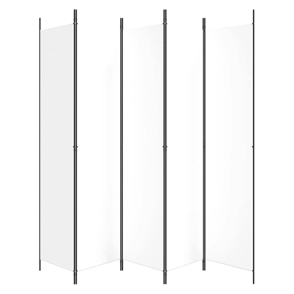 5-Panel Room Divider Screen Folding Privacy Partition White Fabric 250x220cm