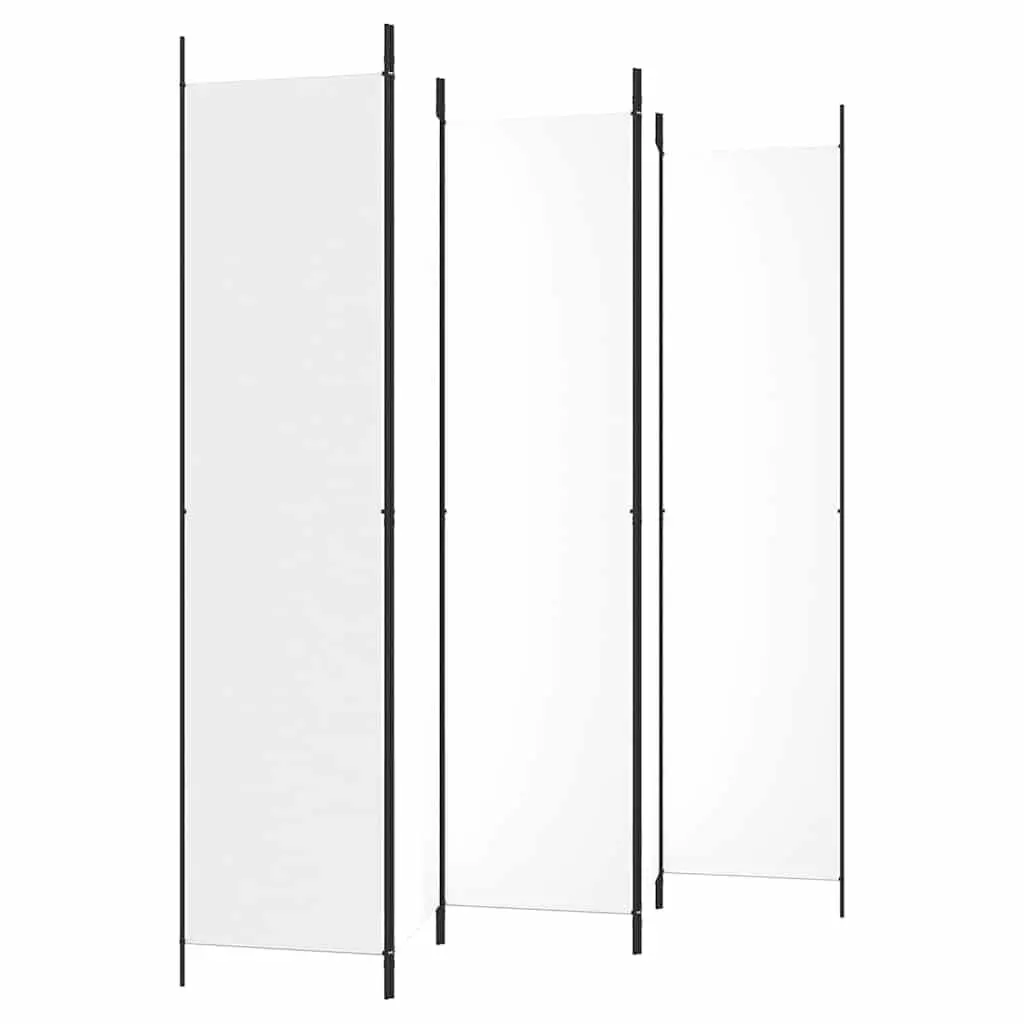 5-Panel Room Divider Screen Folding Privacy Partition White Fabric 250x220cm