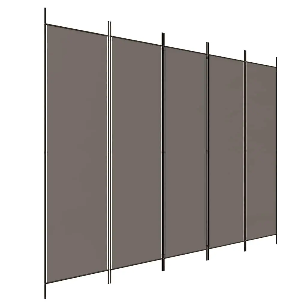 5 Panel Room Divider Fabric Screen Partition Anthracite 250 x 220 cm