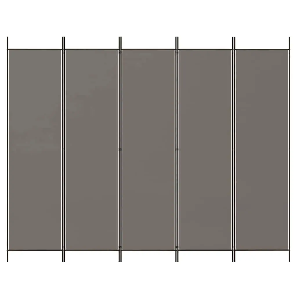 5 Panel Room Divider Fabric Screen Partition Anthracite 250 x 220 cm