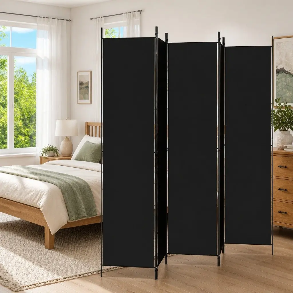 Room Divider Screen 5-Panel Foldable Privacy Partition Black 250x220 cm