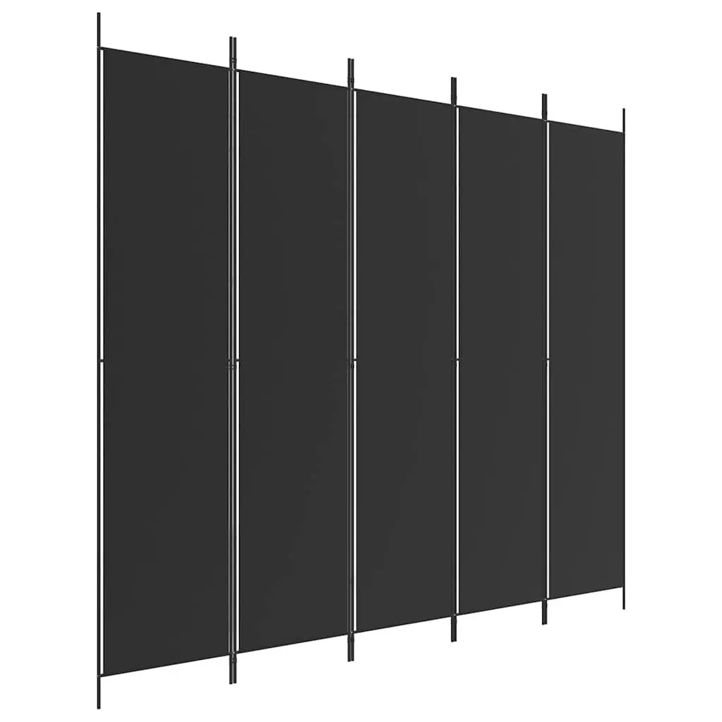 Room Divider Screen 5-Panel Foldable Privacy Partition Black 250x220 cm