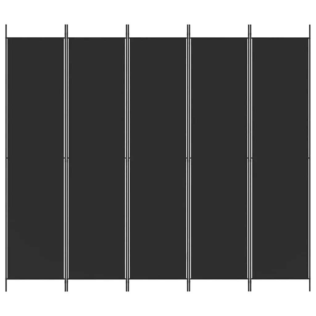 Room Divider Screen 5-Panel Foldable Privacy Partition Black 250x220 cm