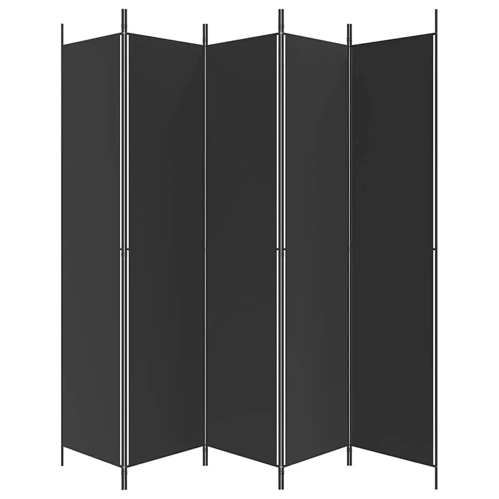 Room Divider Screen 5-Panel Foldable Privacy Partition Black 250x220 cm