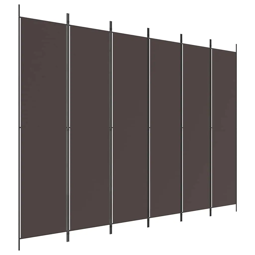 6-Panel Room Divider for Bedroom Living Room Brown 300x220cm