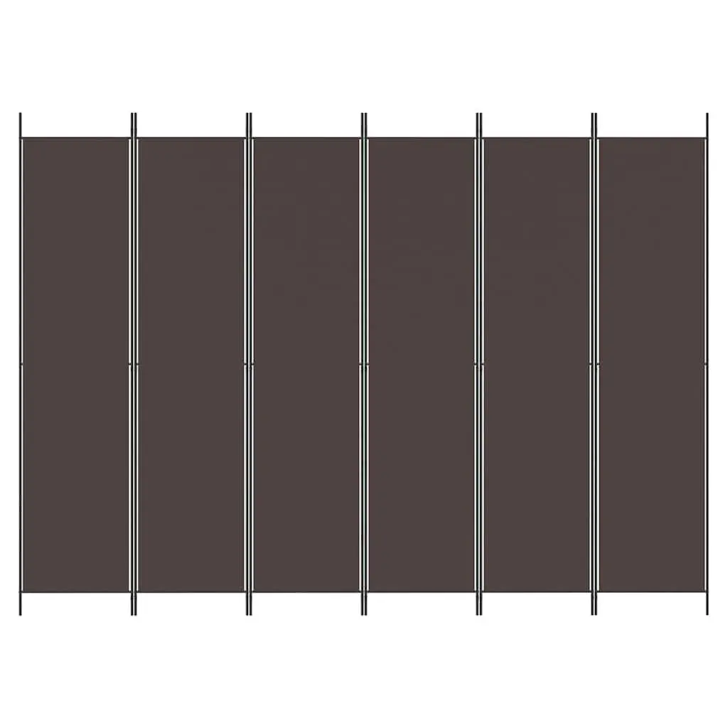 6-Panel Room Divider for Bedroom Living Room Brown 300x220cm