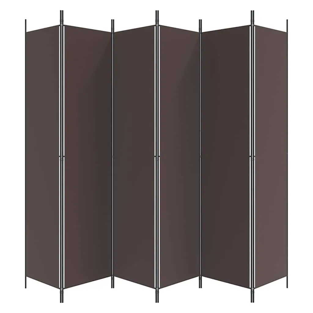 6-Panel Room Divider for Bedroom Living Room Brown 300x220cm
