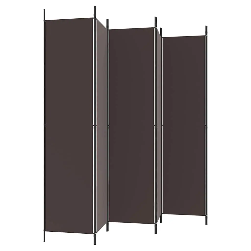 6-Panel Room Divider for Bedroom Living Room Brown 300x220cm
