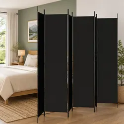 6-Panel Room Divider Specifications: 300x220cm Black