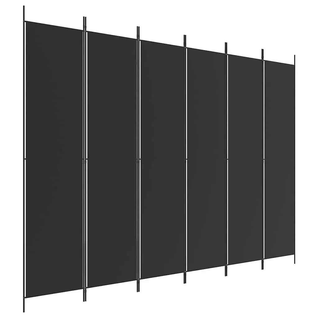 6-Panel Room Divider Screen for Bedroom Living Area Office 300x220cm Foldable Fabric Privacy Partition Black