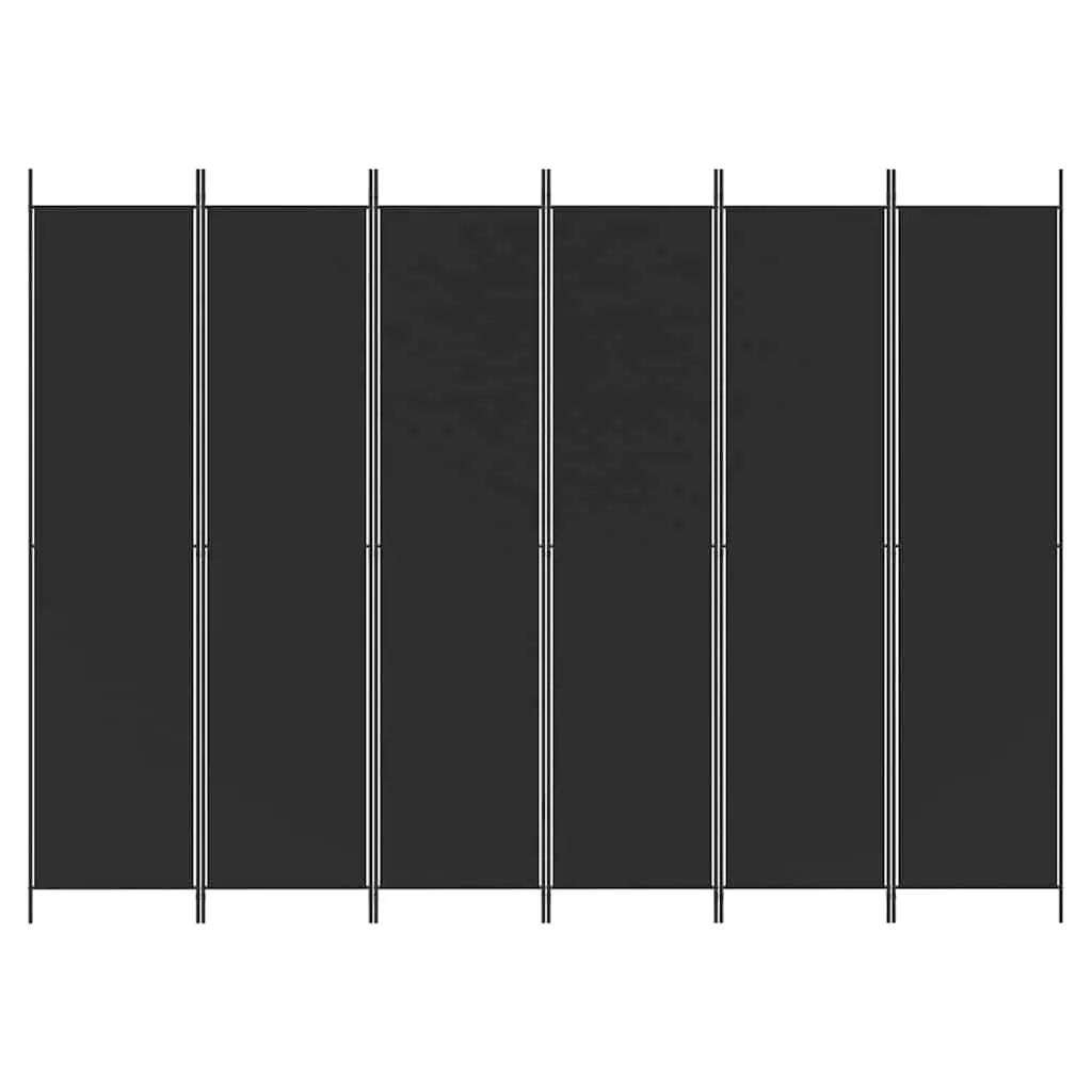6-Panel Room Divider Screen for Bedroom Living Area Office 300x220cm Foldable Fabric Privacy Partition Black