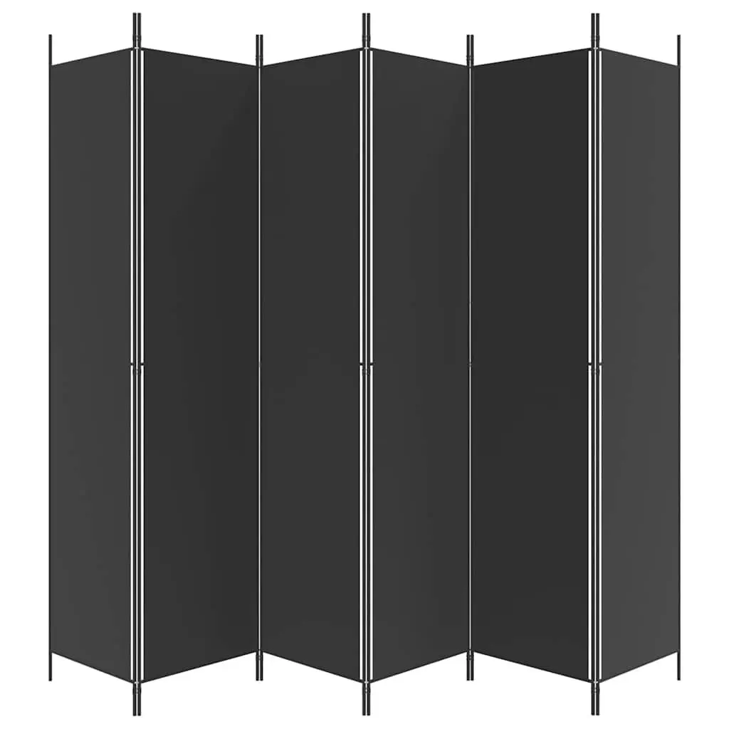 6-Panel Room Divider Screen for Bedroom Living Area Office 300x220cm Foldable Fabric Privacy Partition Black