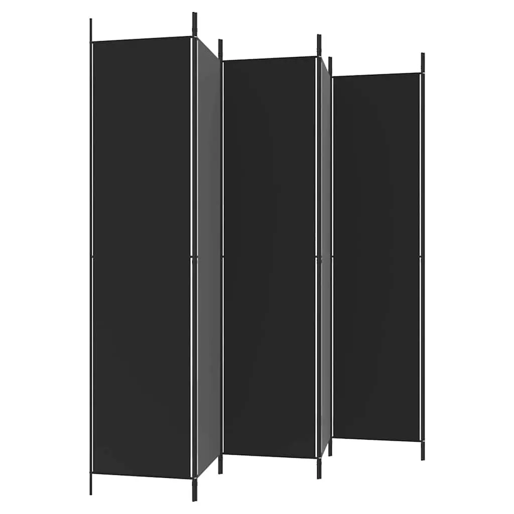 6-Panel Room Divider Screen for Bedroom Living Area Office 300x220cm Foldable Fabric Privacy Partition Black