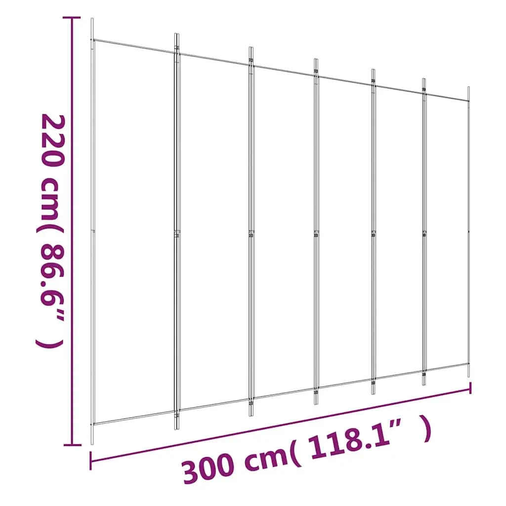 6-Panel Room Divider Screen for Bedroom Living Area Office 300x220cm Foldable Fabric Privacy Partition Black