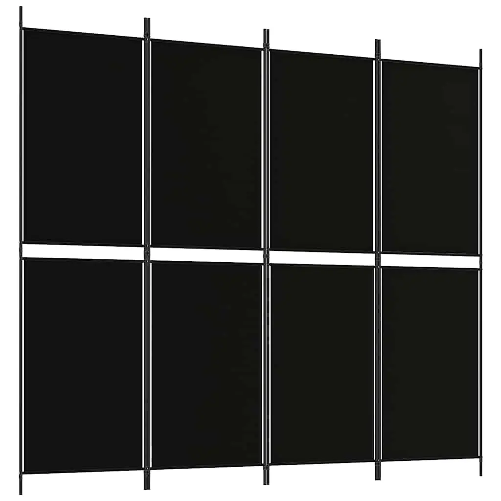 4-Panel Room Divider Screen Folding Partition Privacy Wall Black 200x180cm