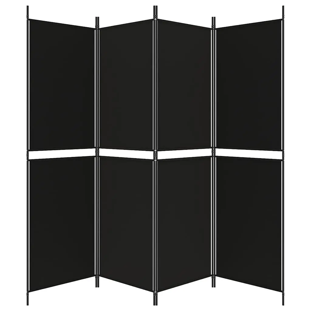 4-Panel Room Divider Screen Folding Partition Privacy Wall Black 200x180cm