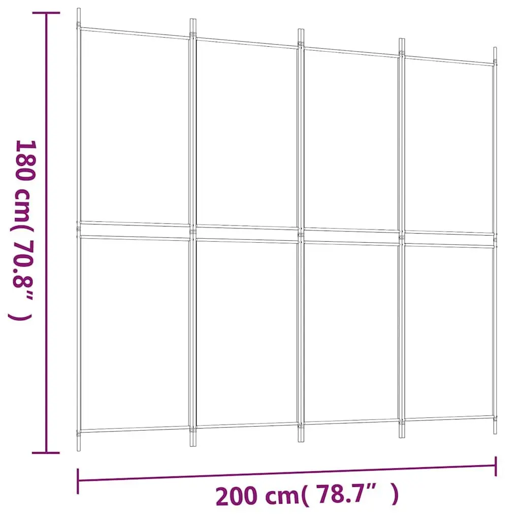 4-Panel Room Divider Screen Folding Partition Privacy Wall Black 200x180cm