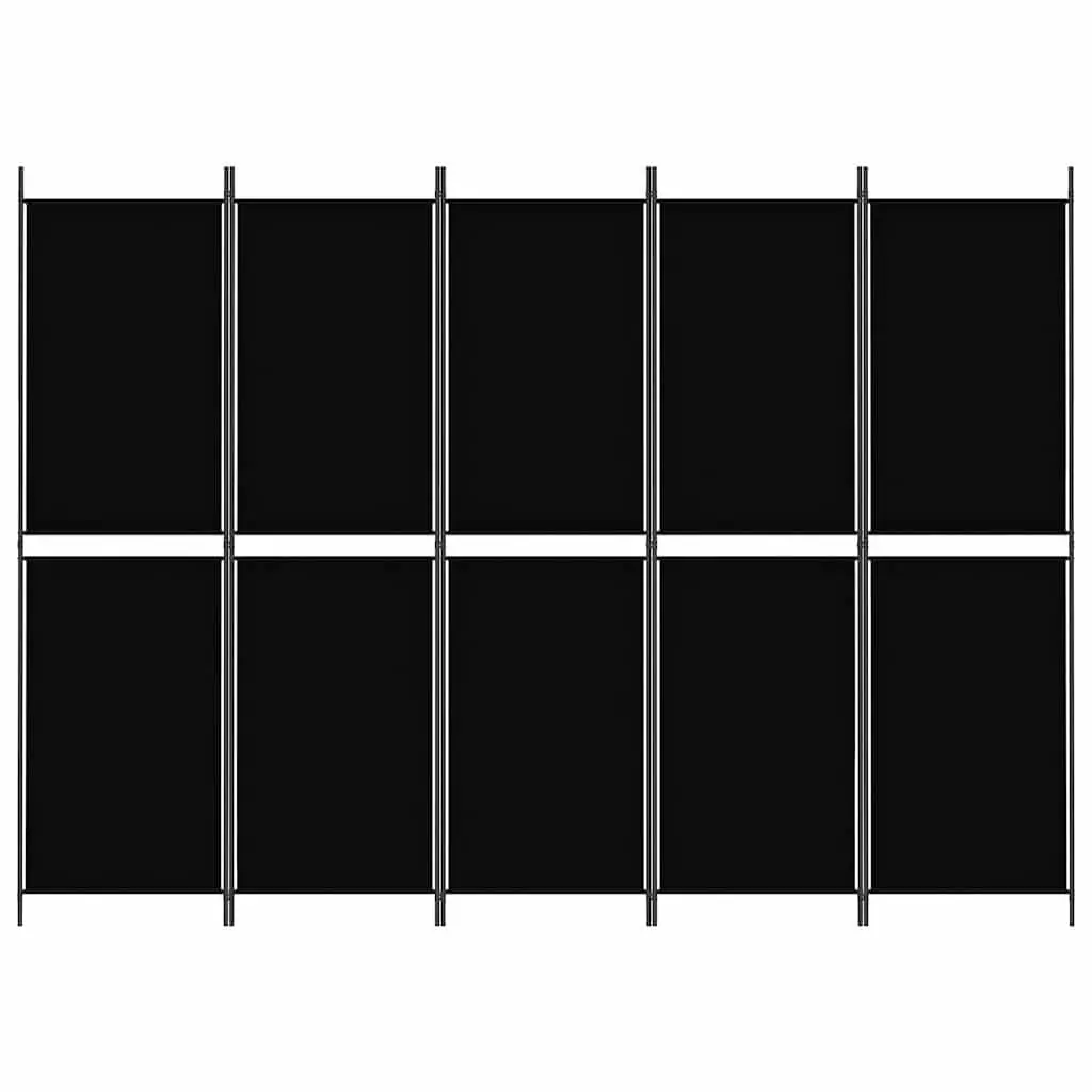 Room Divider 5-Panel Folding Privacy Screen Fabric Black 250 x 180 cm