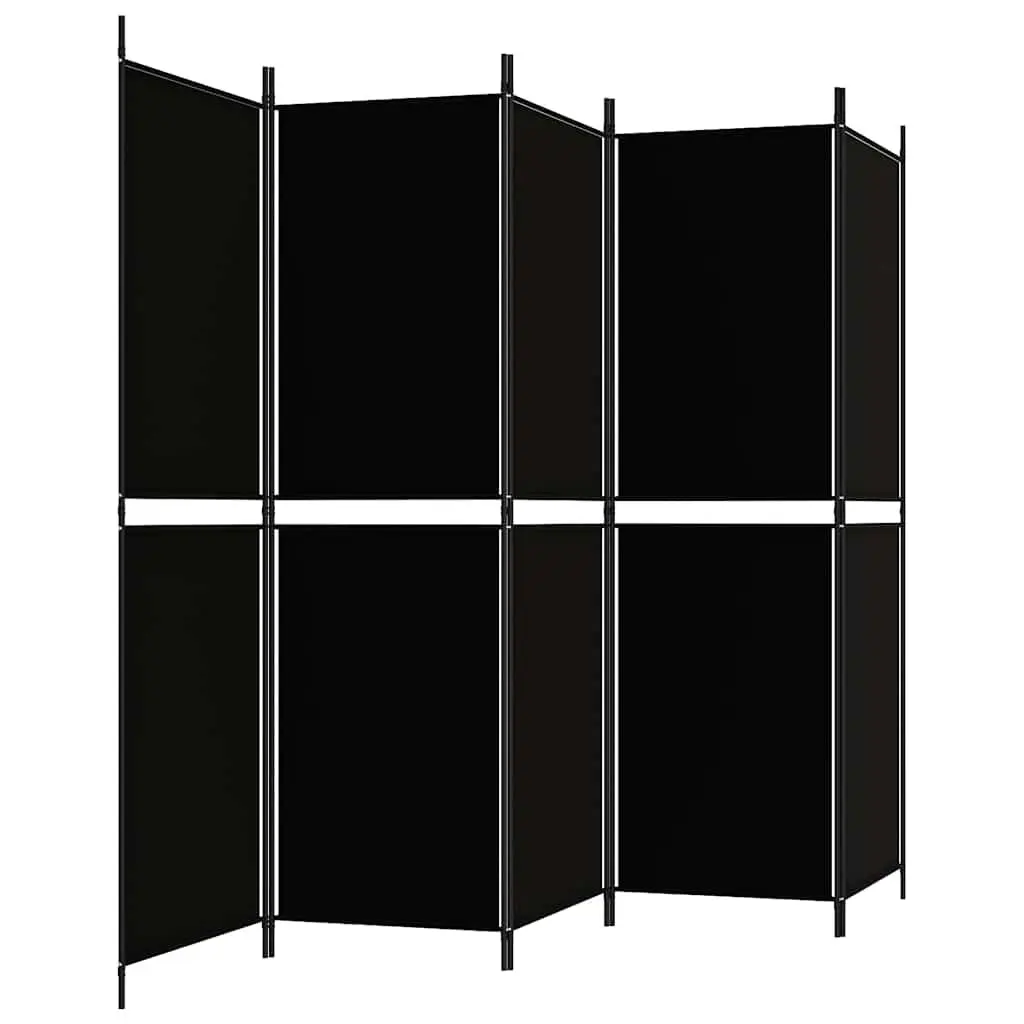 Room Divider 5-Panel Folding Privacy Screen Fabric Black 250 x 180 cm