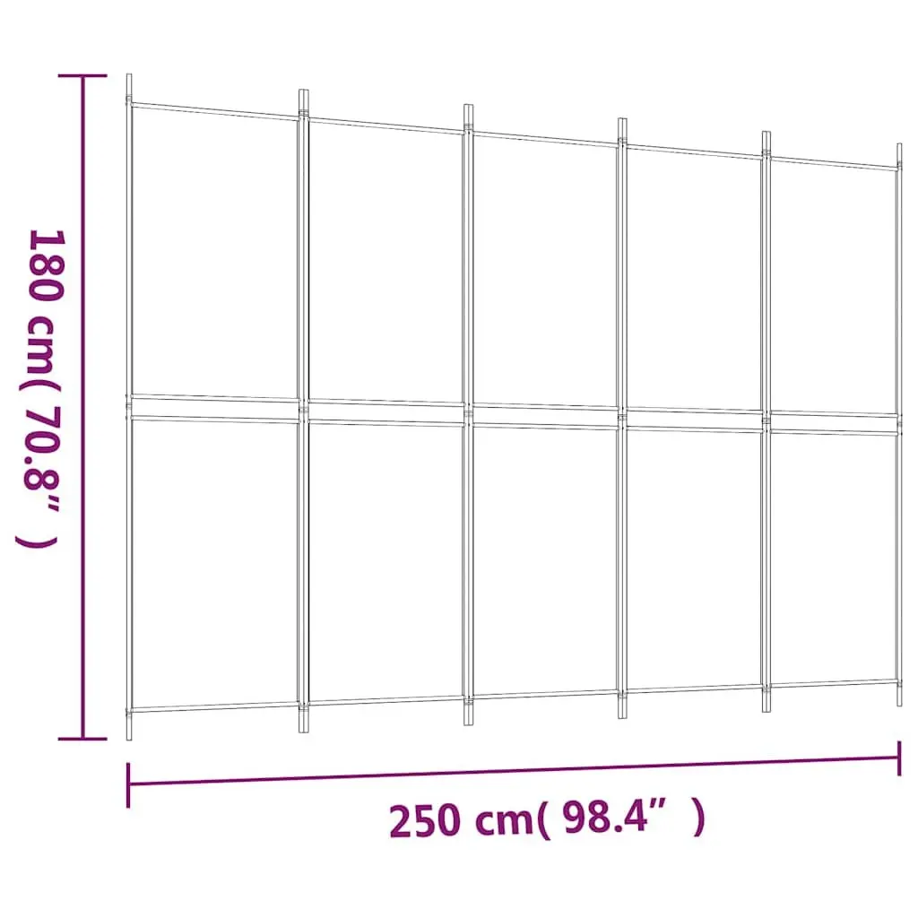 Room Divider 5-Panel Folding Privacy Screen Fabric Black 250 x 180 cm