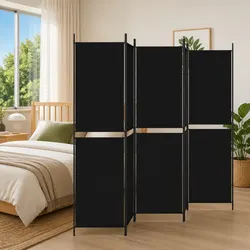 5-Panel Room Divider Specifications: 250x200 cm Black