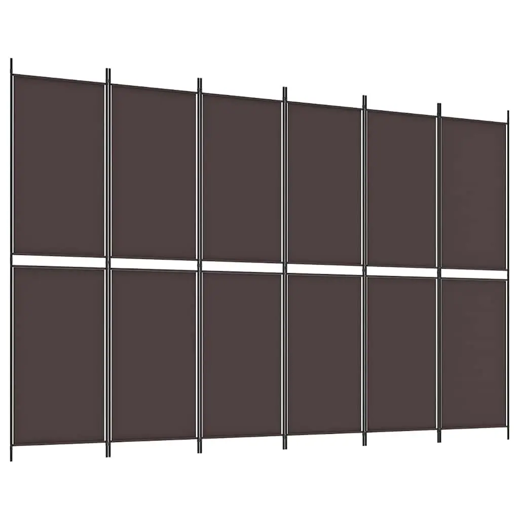 Folding Room Divider Screen 300x200cm, 6 Panels, Brown