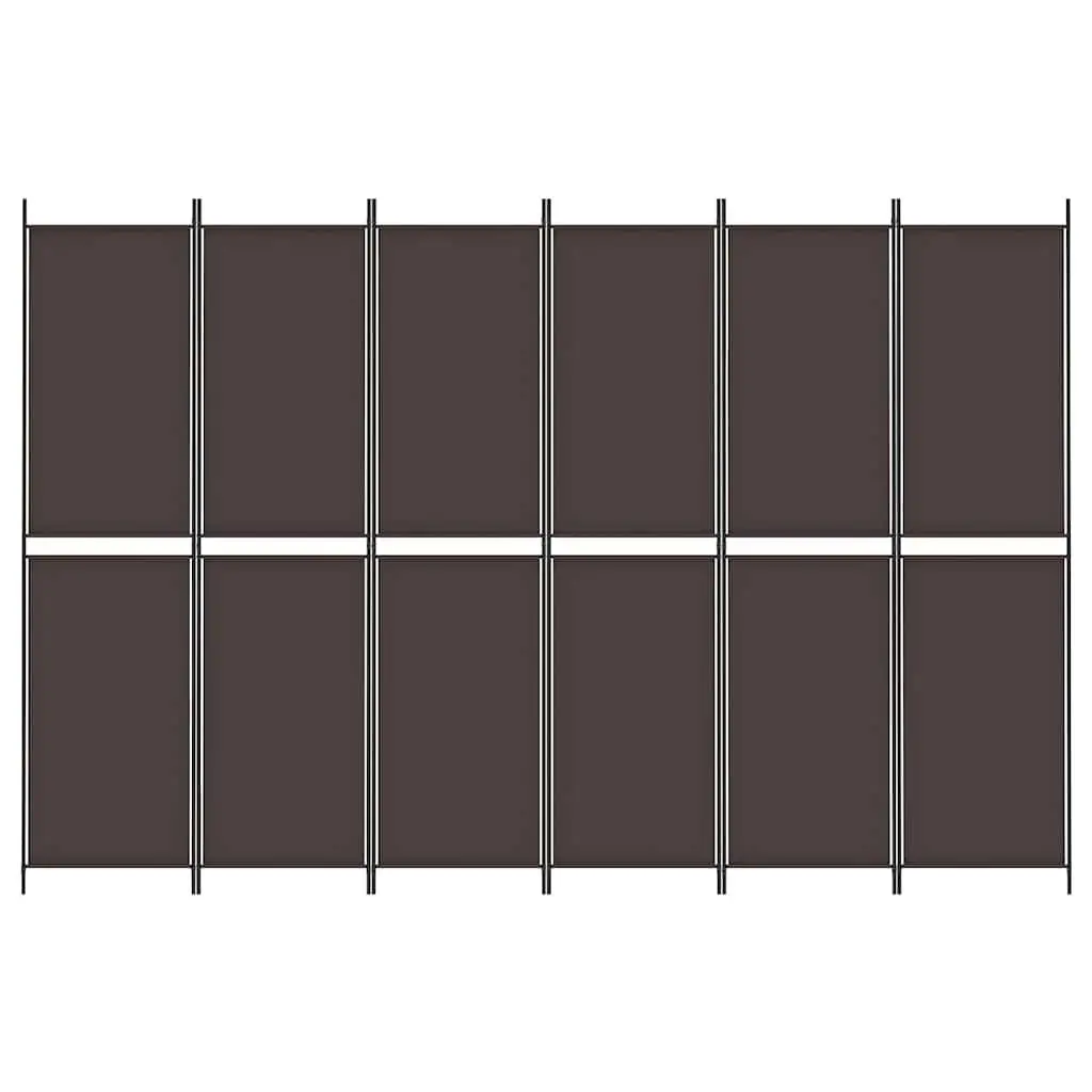 Folding Room Divider Screen 300x200cm, 6 Panels, Brown