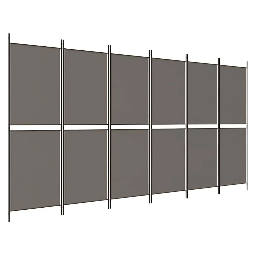 Room Divider Screen 6-Panel Folding Partition Fabric Privacy Screen Anthracite