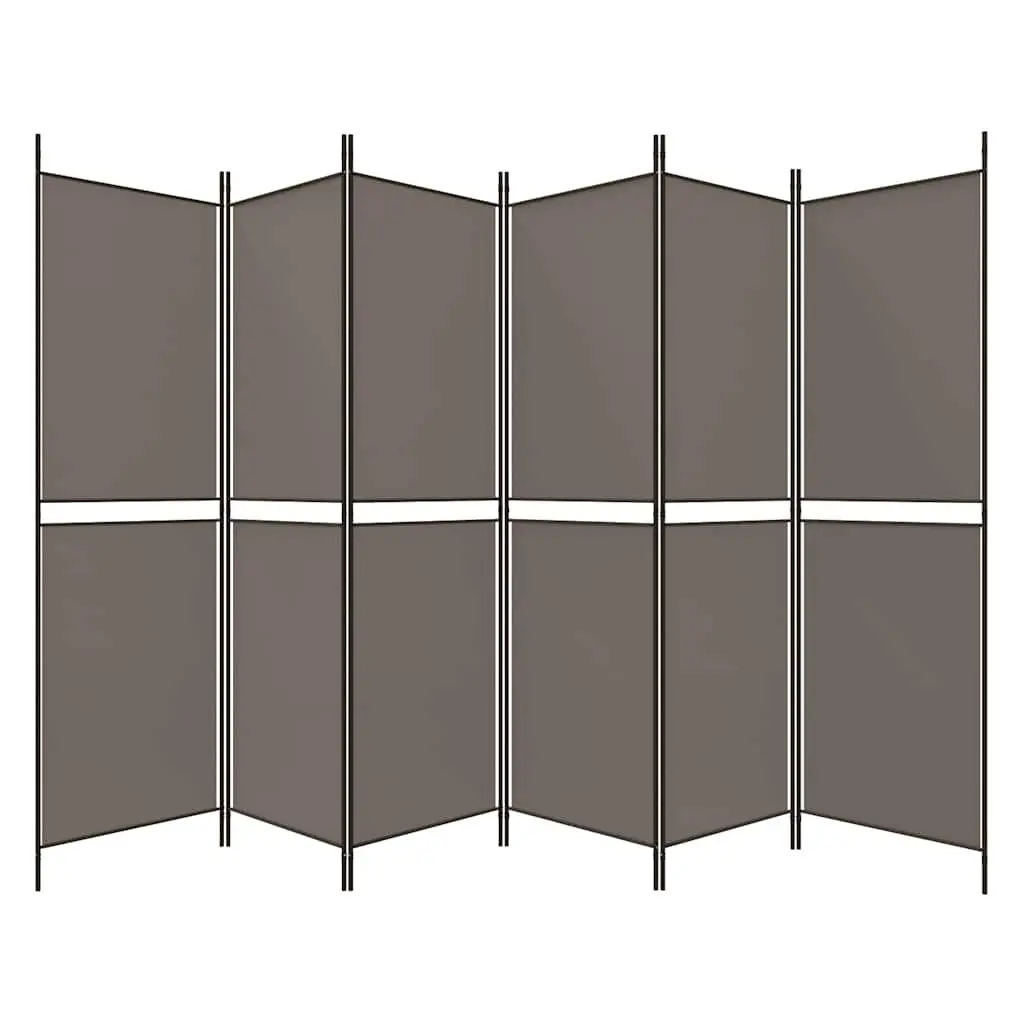 Room Divider Screen 6-Panel Folding Partition Fabric Privacy Screen Anthracite