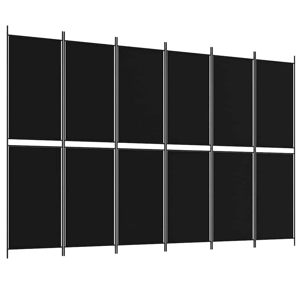 6-Panel Black Foldable Room Divider