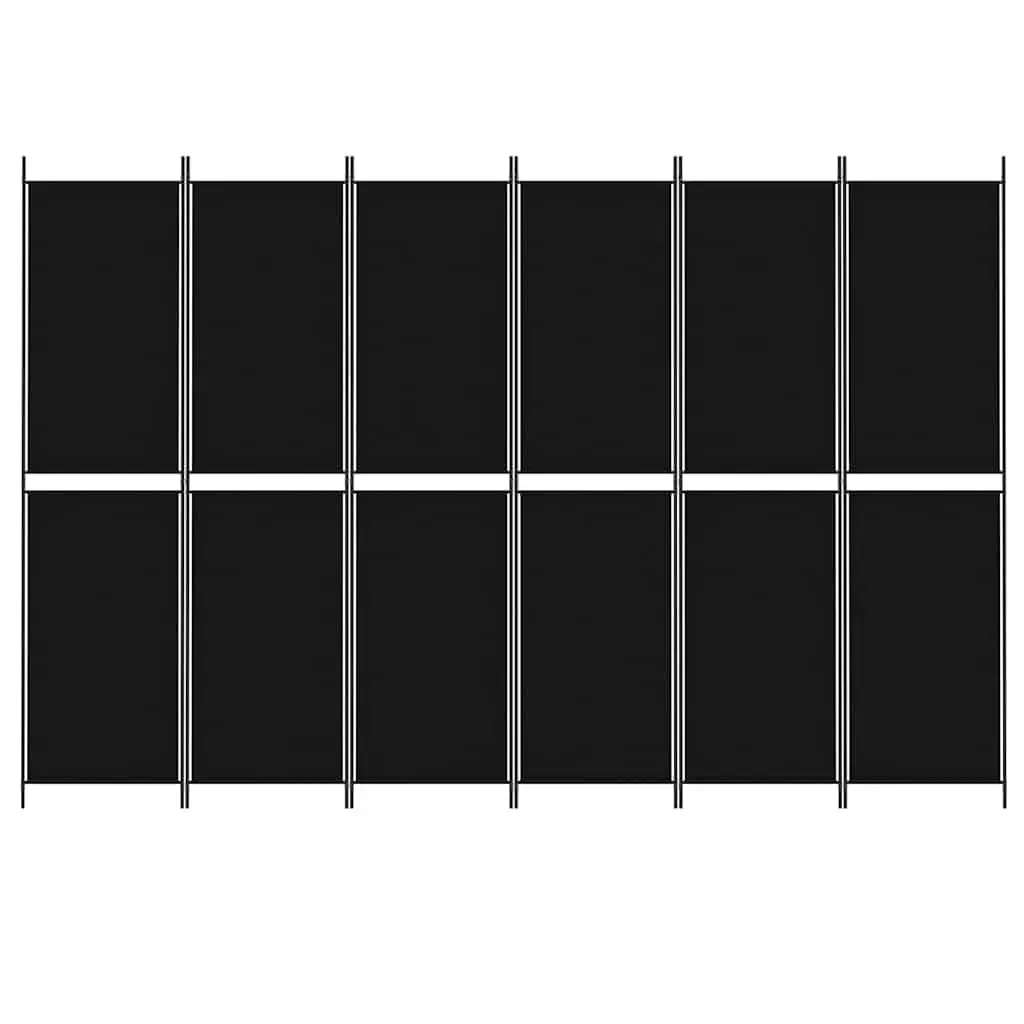 6-Panel Black Foldable Room Divider
