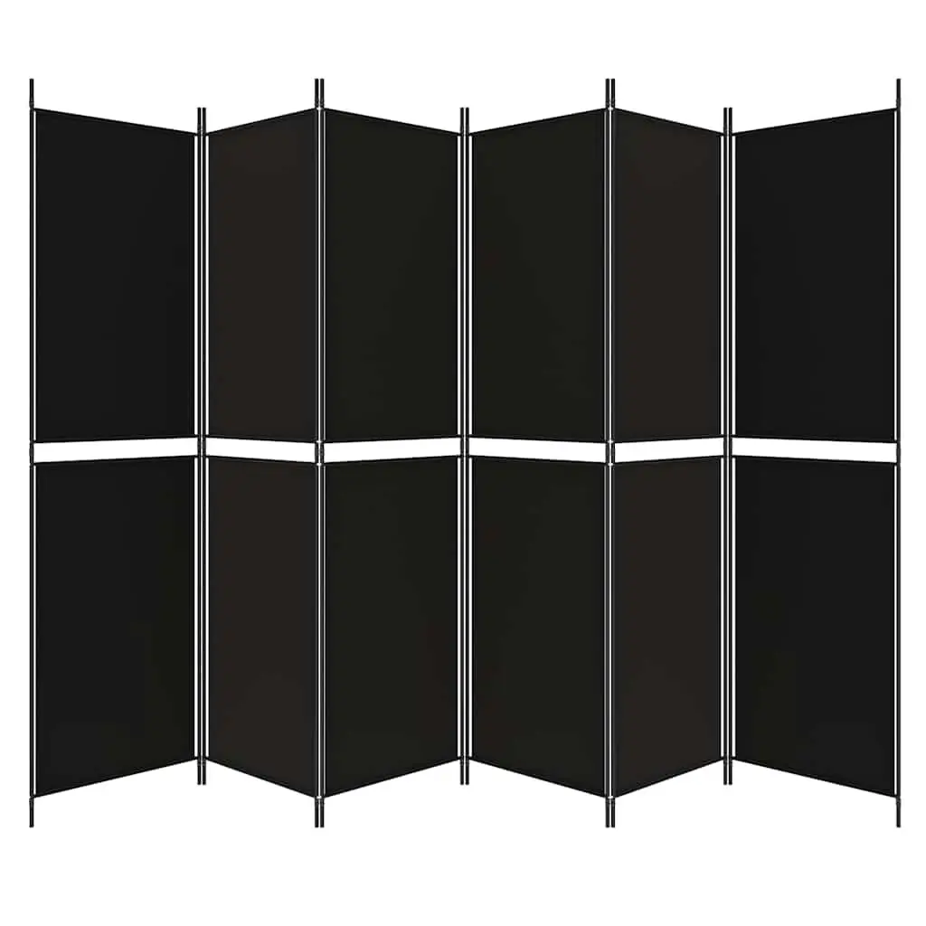 6-Panel Black Foldable Room Divider