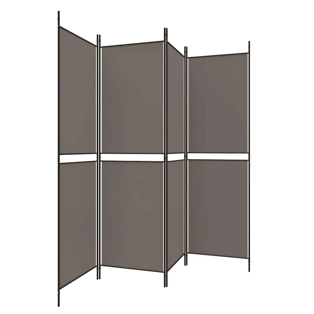 4-Panel Room Divider Anthracite Fabric Folding Privacy Screen Partition