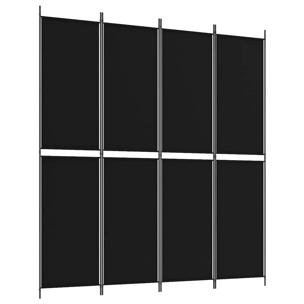 4-Panel Room Divider Black 200x220 cm Foldable Fabric Privacy Screen Partition