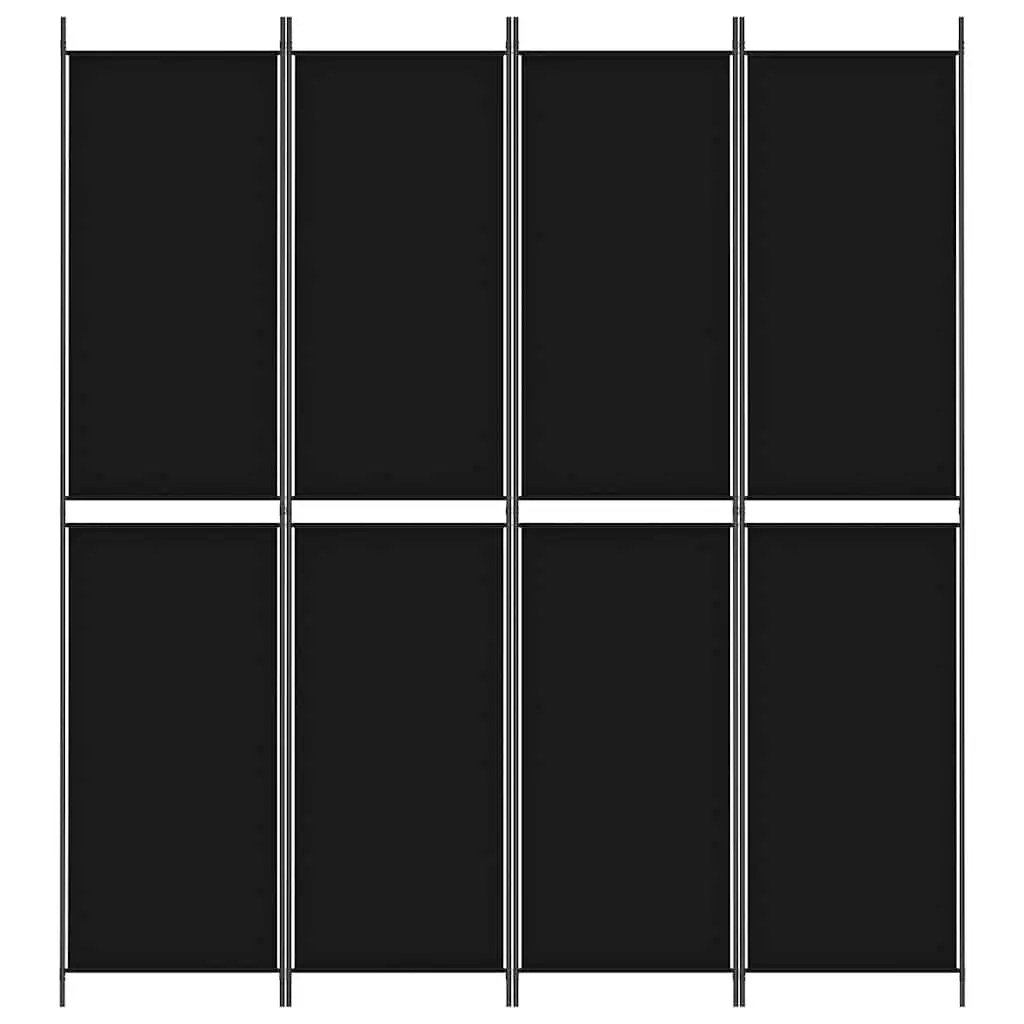 4-Panel Room Divider Black 200x220 cm Foldable Fabric Privacy Screen Partition
