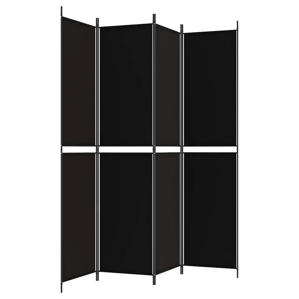 4-Panel Room Divider Black 200x220 cm Foldable Fabric Privacy Screen Partition