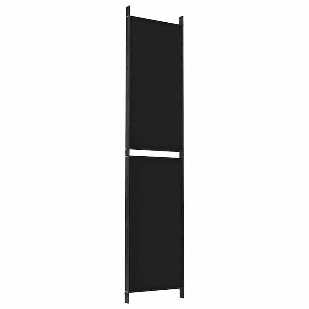 4-Panel Room Divider Black 200x220 cm Foldable Fabric Privacy Screen Partition