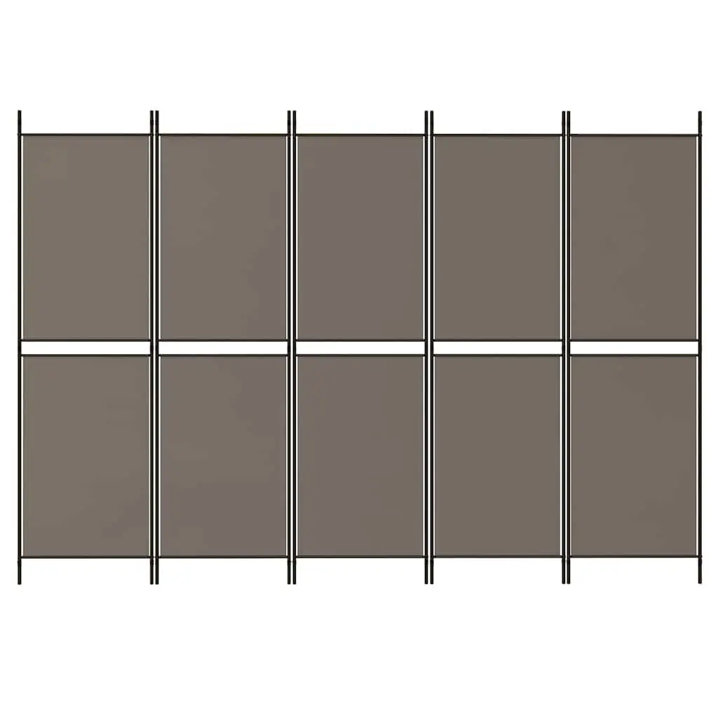 Room Divider Fabric 5-Panel Folding Partition Screen Anthracite 250 x 220 cm