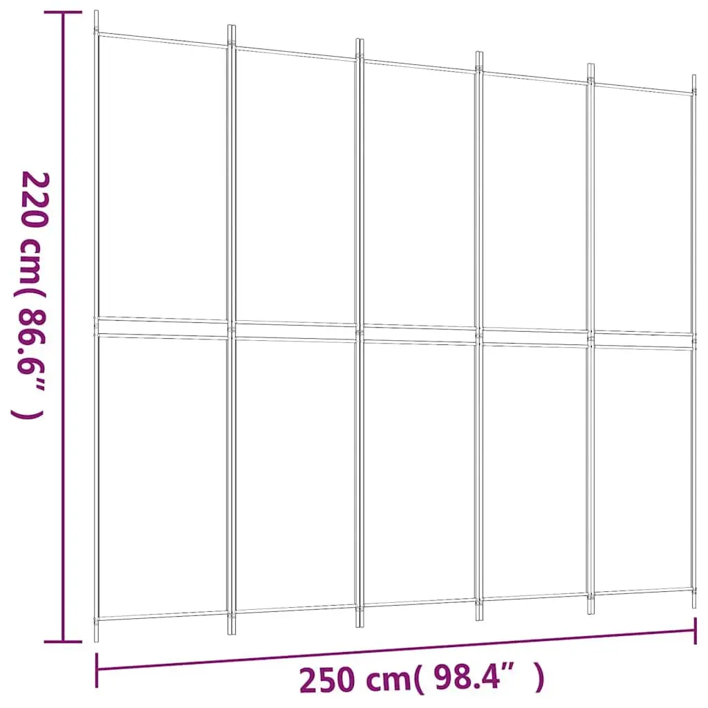 Room Divider Fabric 5-Panel Folding Partition Screen Anthracite 250 x 220 cm