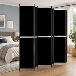 6-Panel Black Room Divider Screen - Dimensions 300x220 cm