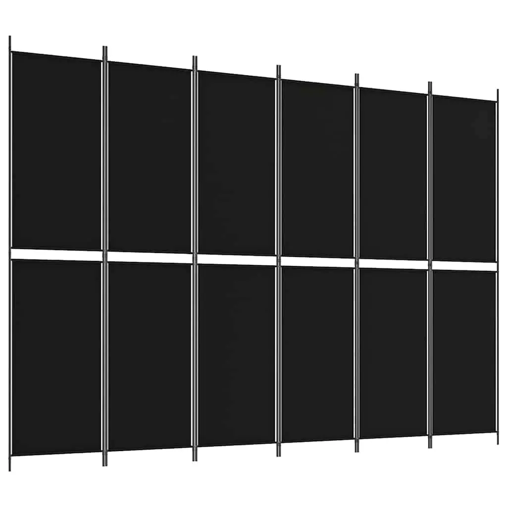 6-Panel Room Divider Screen 300x220 cm Foldable Privacy Partition Black Fabric