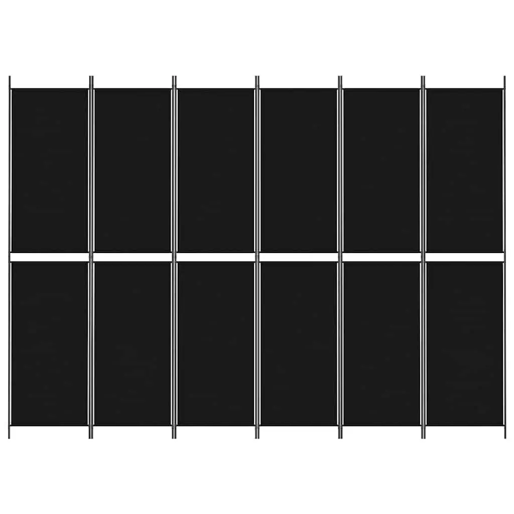 6-Panel Room Divider Screen 300x220 cm Foldable Privacy Partition Black Fabric