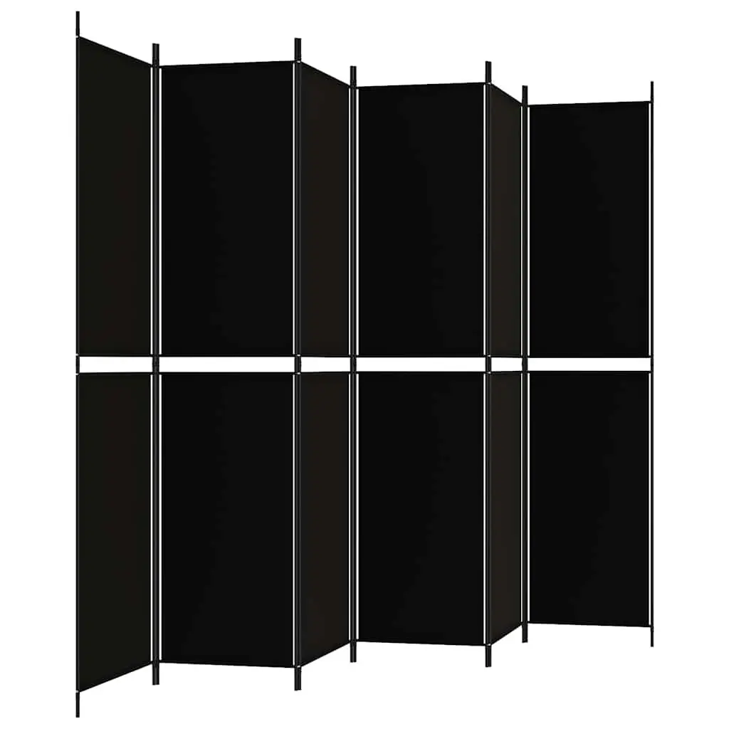 6-Panel Room Divider Screen 300x220 cm Foldable Privacy Partition Black Fabric