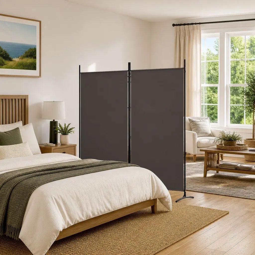 Brown 2-Panel Foldable Room Divider 175x180cm