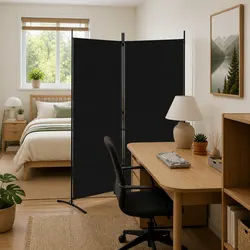 Specifications of 2-Panel Black Fabric Room Divider 175x180cm