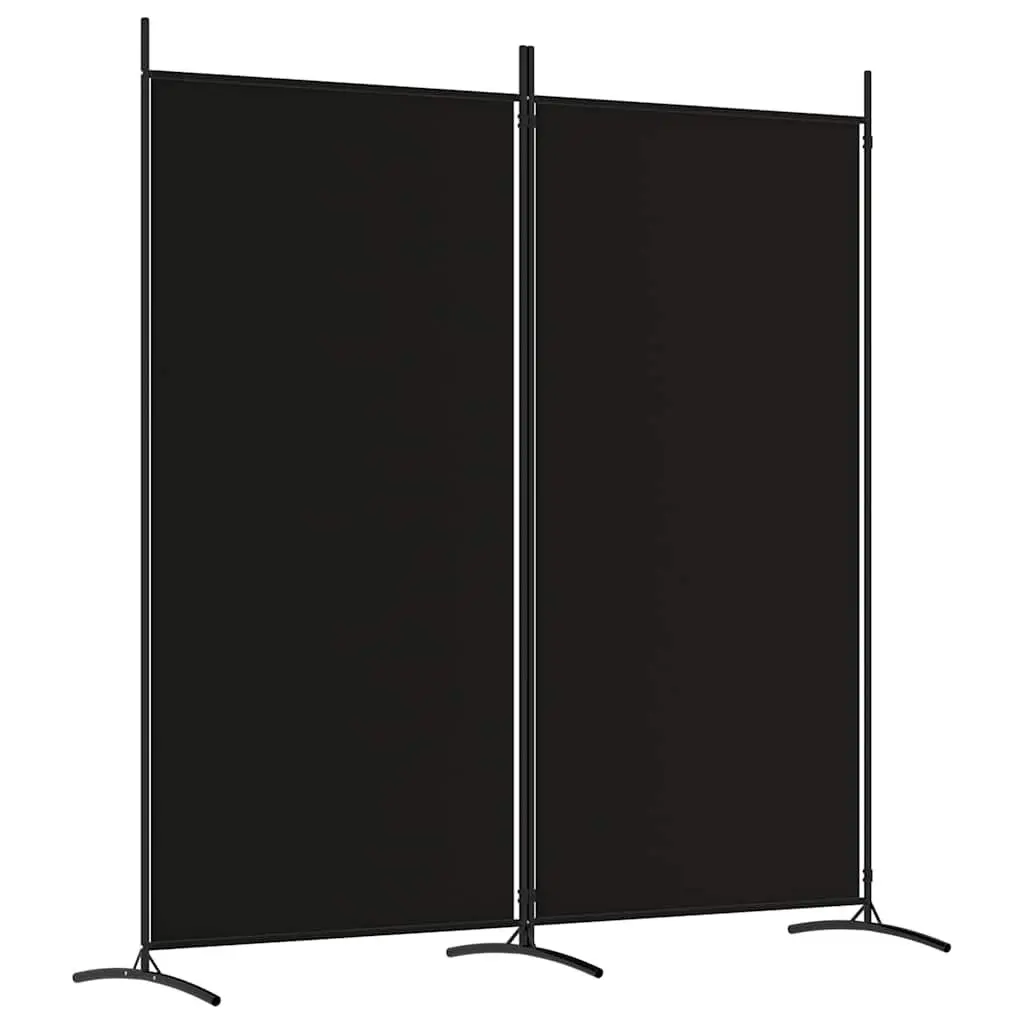 2-Panel Black Fabric Room Divider 175x180cm