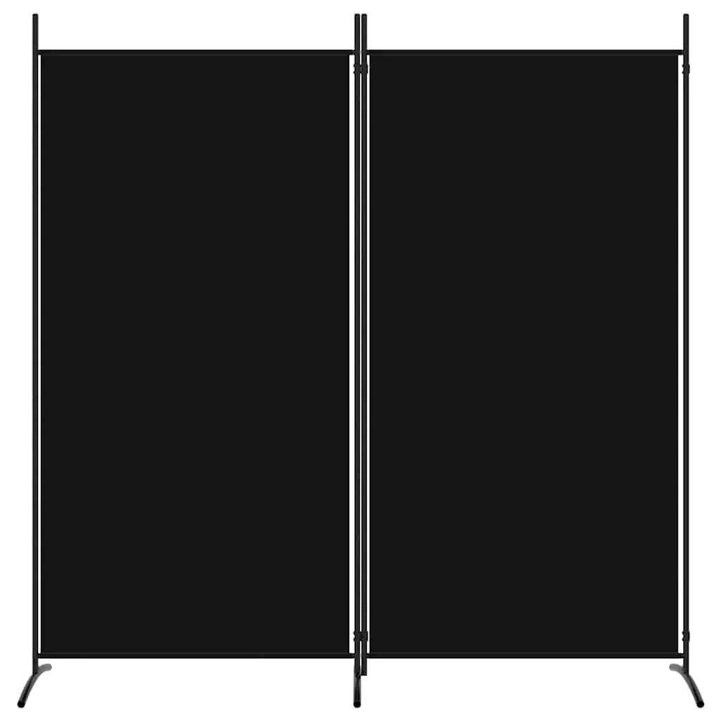 2-Panel Black Fabric Room Divider 175x180cm