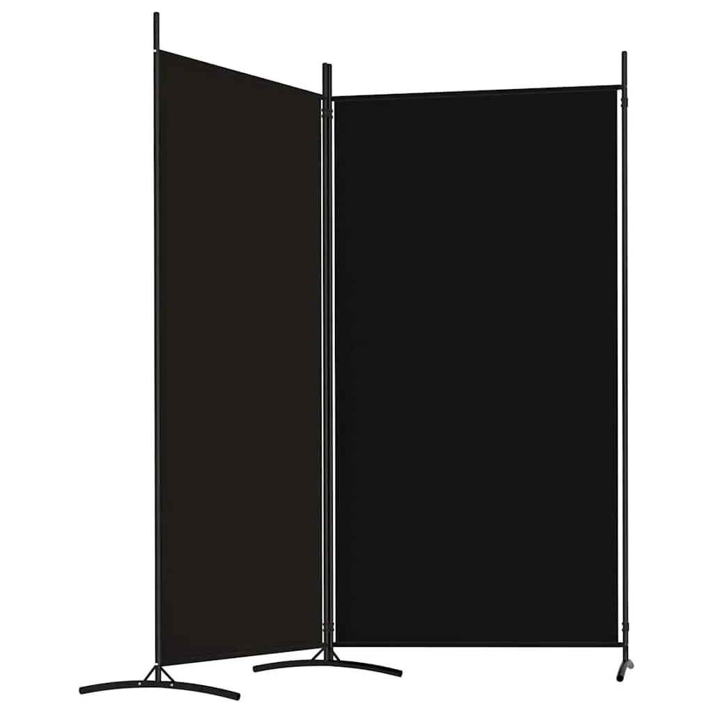 2-Panel Black Fabric Room Divider 175x180cm